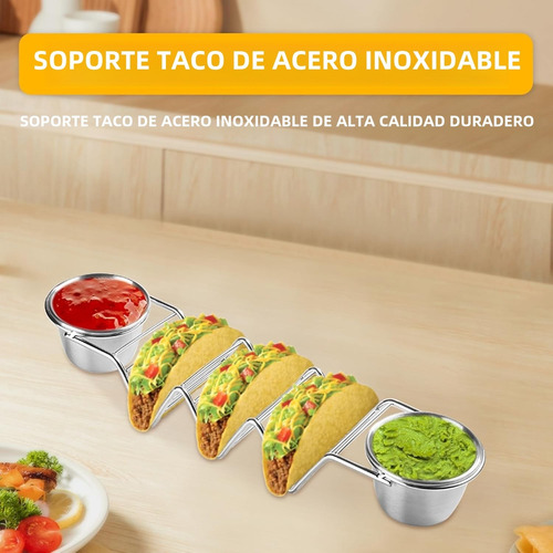 Soportes Para Tacos De Acero Inoxidable, Salsas, Aptos Para