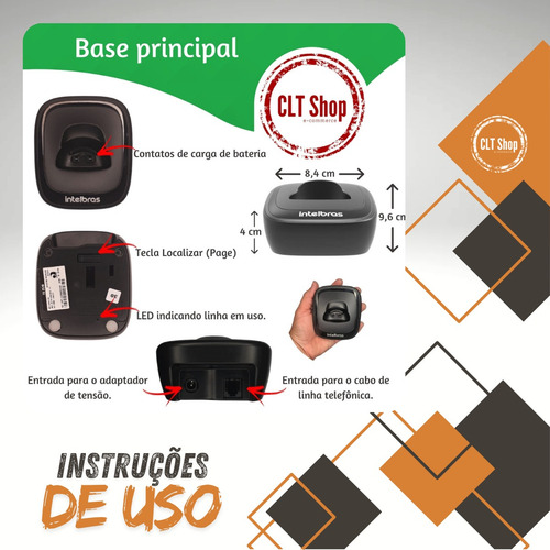 Combo Telefone Sem Fio Com 2 Ramal Para Comunicação Interna