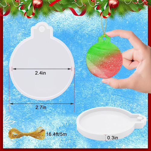 Molde De Silicona Para Esferas Navideñas Planas Blanco 4 Pz