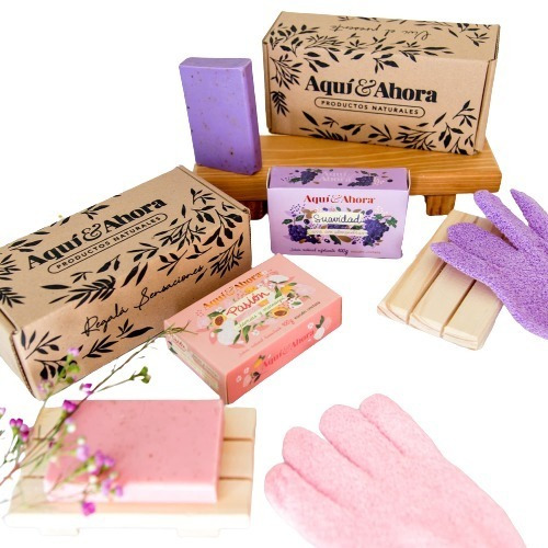 Set Baño Exfoliante Cosmetica Natural Box Regalo Jabon Guant