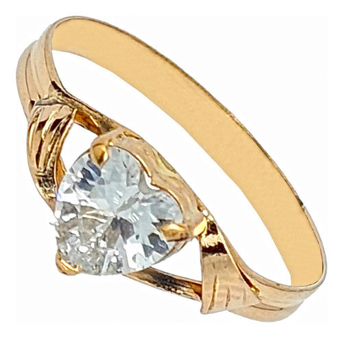 Anillo Cintillo Oro 18k Modelo Corazón 1.2 Piedra Cubic