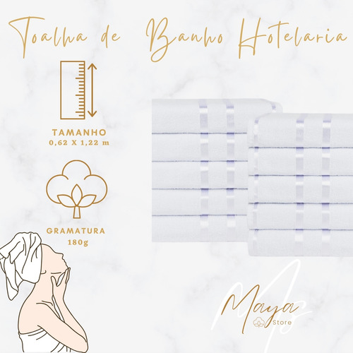 Kit 10 Toalhas De Banho Hotel, Pousada - 100% Algodão