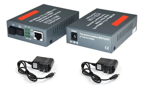 1 Par De Convertidores Fiber Optic Media 10/100 Ethernet De