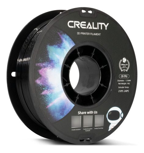 Filamento 3d Cr-tpu Creality De 1.75mm Y 1kg Negro