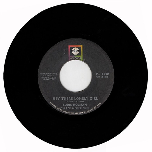 Eddie Holman Hey There Lonely Girl 1969 Vinilo 45 Us Soul