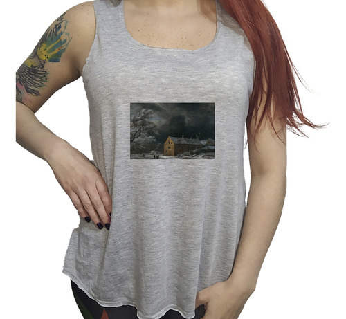 Musculosa Dama Paisaje Invernal Nieve Arbol Winter Frio M1