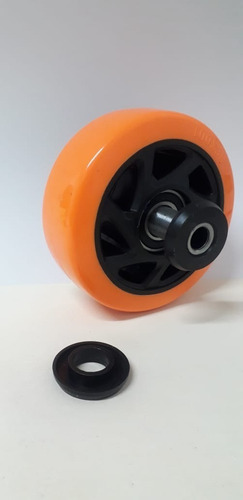 Imagem 3 de 5 de Rodizio 4 Pol. Fixo C/rolamento Esfera Laranja/preto 140 Kg
