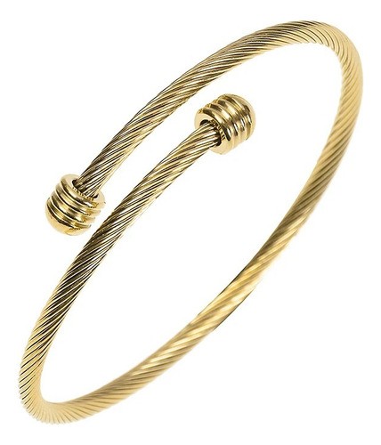 Brazalete Para Mujer Dorado Acero Inoxidable Ajustable