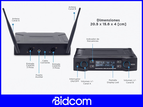 Microfono Uhf Inalambrico Karaoke 2 Canales Conector Canon