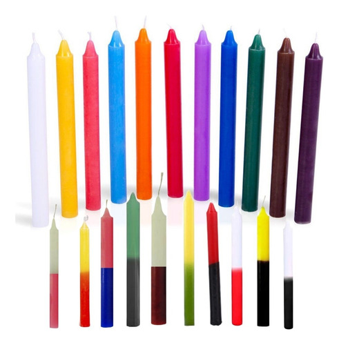 8 Velas Palito - Velas Brancas, Coloridas E Bicolor Com 18cm Cor Rosa E Preto