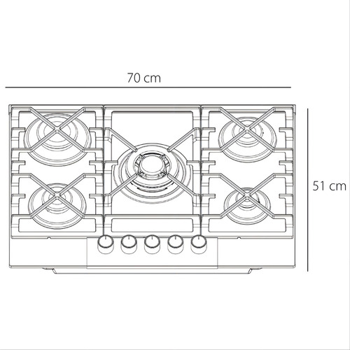 Parrilla A Gas Empotrable Eb 5 Quemadores Acero Eb-486bl Color Plateado