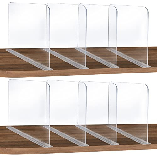 8 Pack Acrylic Shelf Dividers For Closet Wood Shelf Org...