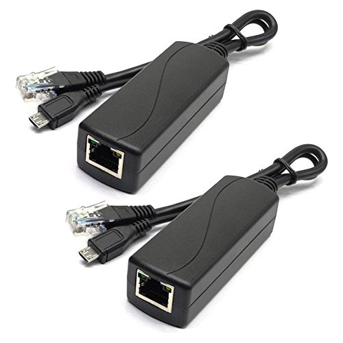 2-pack Activo 5v 2.4a Poe Splitter Adaptador Ieee 802.3af Mi