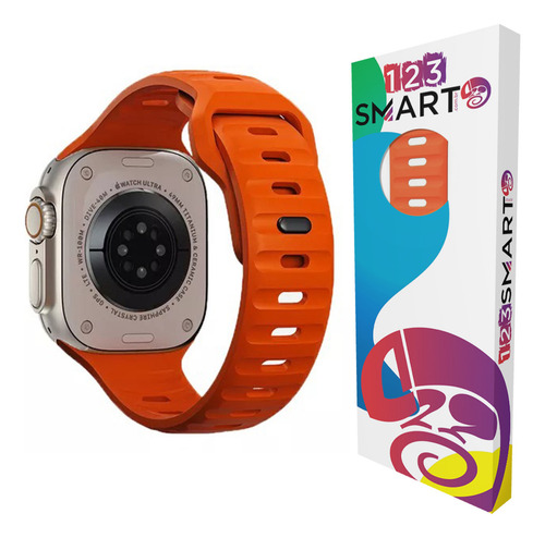 Pulseira De Silicone Mariner Para Hw16 W29s Ultra 9 Plus Pro Max 49mm W69+ Ultra 49mm Serie 10 T800 T900 W99+ W34+ S10 Ultra I9 Ultra Max Series W28 Watch 9 Ultra2 Ultra S100 K9 Ultra 2 Dt8 - Laranja