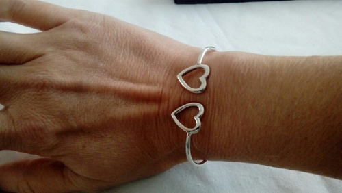 Pulsera Esclava Corazones Plata 925 Ajustable