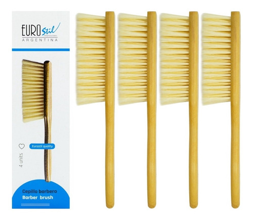 Eurostil X4 Cepillos Barbero Quita Pelo Madera Mango 50595