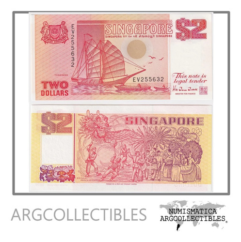 Singapur Billete 2 Dolares 1990 P-27 Unc