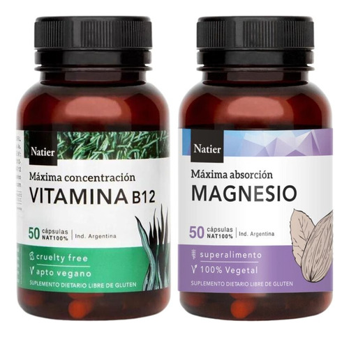 Kit Magnesio X 50 Cápsulas + Vitamina B12 Natier