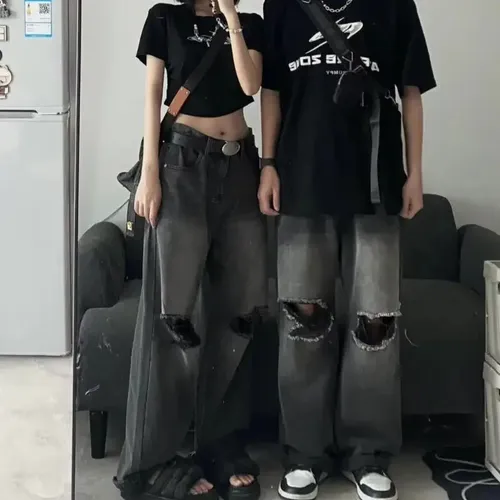 Jeans Rectos Rotos De Moda 2023 Para Hombre