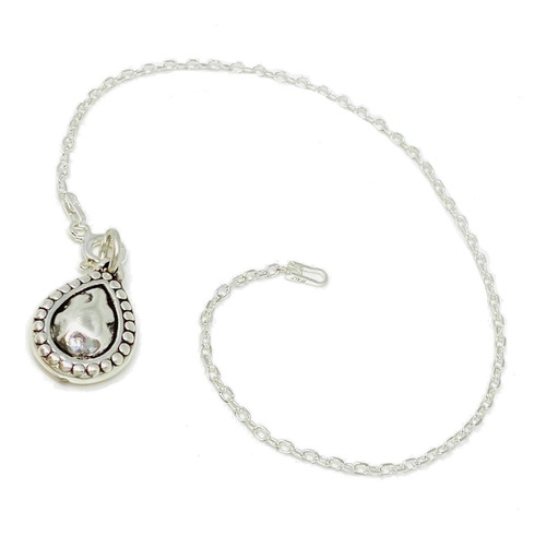 Pulsera Fina Con Dije Inflado Gota Ps 155-2 Plata 925 Mujer 