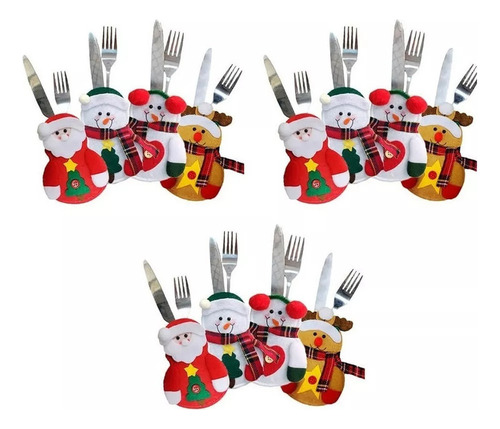 Juego De 12 Soportes Para Cubiertos Navideños, Adorno De Mes