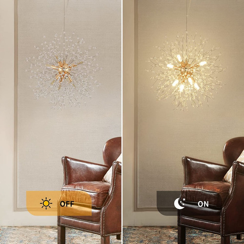 Lampara De Techo De Vidrio Cristal Modelo Gold Vintage Alb