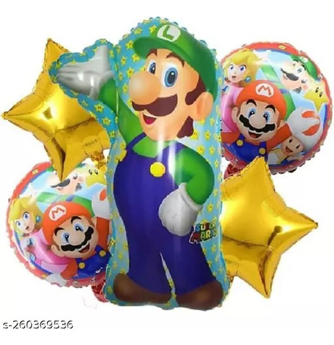Set Globos Metalizados Mario Bros Luigi X 5 Pzs - La Botica