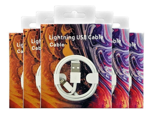 Imagen 1 de 2 de Cable Cargador Lightning Para iPhone 6/7/8/x/xs/11 100cm Color Blanco