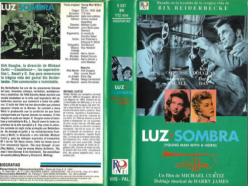 Luz Y Sombra Vhs Kirk Douglas Lauren Bacall Jazz Nuevo