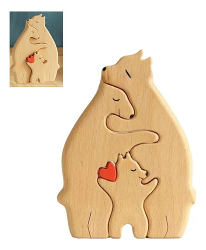 Familia Oso, 3 Osos, Rompecabezas De Madera, Escultura