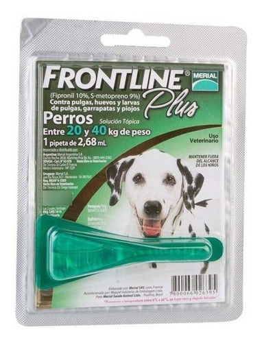 Frontline Plus Pipeta Perro De 20 A 40 Kg Pulga Y Garrapata