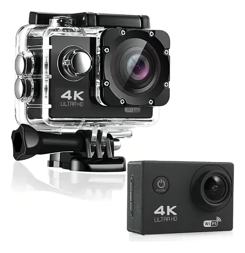 Mini Câmera Filmadora Sport 4k Wi-fi Hd 12mp Prova Dágua Cor Preto/Prata