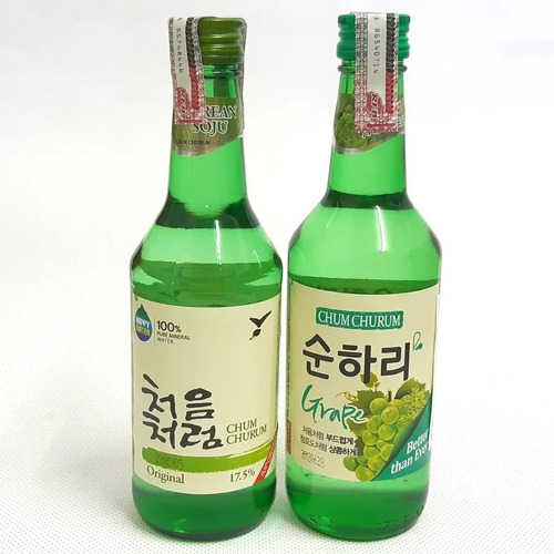 Kit 02 Bebida Coreana Soju Original + Uva/blueberry/morango