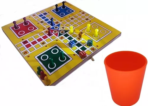 Jogo Ludo Oficial Pinos Em Madeira E 4 Dados Numéricos