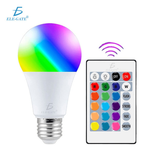 Foco Inteligente Led Rgb Con Control Remoto Colores 5w Ele-g Rgb