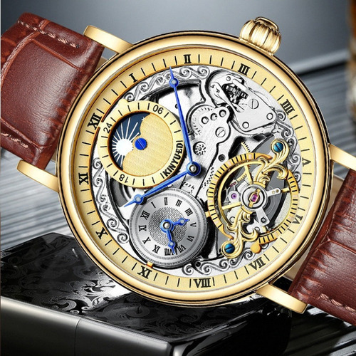 Reloj Mecánico Kinyued J073 Tourbillon Skeleton