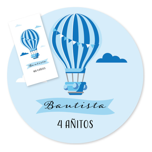 Kit Imprimible Globos Aerostaticos Celeste Azul Tukit