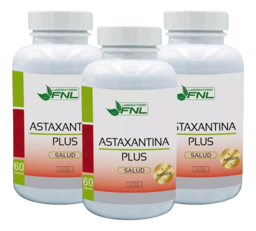 3 Astaxantina Plus Fnl 180 Cap 750 Mg. El Mejor Antioxidante