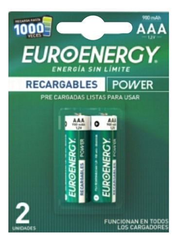 Pila recargable AAA Euroenergy Power Recargables Cilíndrica - pack de 2 unidades