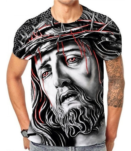 Men Camiseta Estampada En 3d The Cross Jesus Love