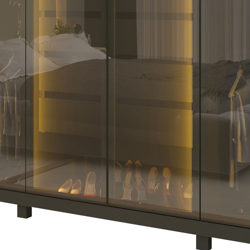 Guarda Roupa Absolut 6 Portas Reflecta Led Grafite - Gelius