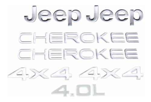 Kit Emblema Adesivo Resinado Cherokee 4x4 4.0l Cromado