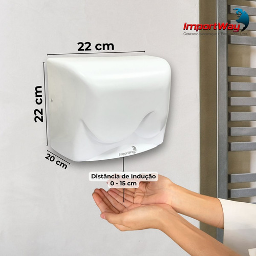 Secador De Mãos Elétrico Automático Sensor 16m/s 1500w 220v