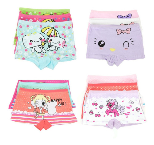 Pack 12 Pantaletas Algodón Niña Calzón Talla 2-10