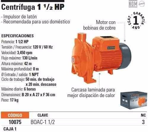 Bomba Para Agua Centrifuga Domestica 1-1/2 Hp Economica
