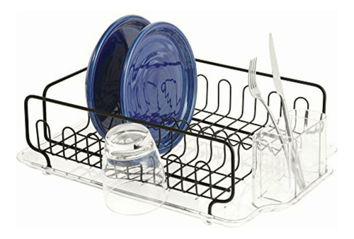 Interdesign Forma Lupe Dish Drainer, Clear/black