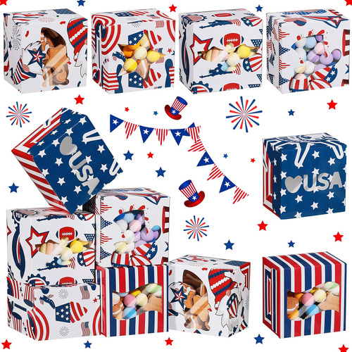 24 Caja Carton Patriotica Julio Para Cupcake Regalo Dia Pvc