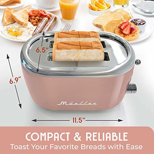 Mueller Retro Toaster 2 Slice With 7 Browning