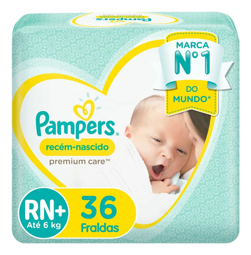 Fraldas Pampers Recém-Nascido Tamanho RN+ 36 unidades
