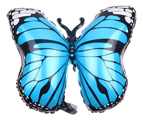 5 Globos Metalicos De 61 Cm, Mariposa Azul Con Negro